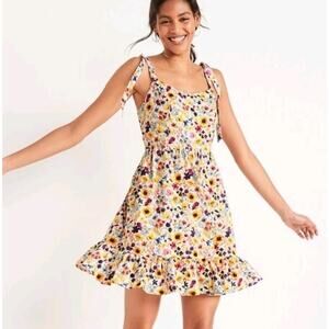 Old Navy Cottagecore Tie Shoulder Garden Floral Summer Mini Dress Small